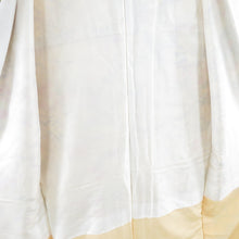 Load image into Gallery viewer, Komon Heian landscape to branch flower pattern lined brown collar yellow pure silk -tailored casual kimono 160cm