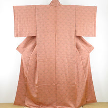 Load image into Gallery viewer, Komon bamboo bamboo bamboo bamboo pattern lined wide collar brown brown brown -oriented silk made up casual kimono 160cm