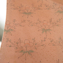 Load image into Gallery viewer, Komon bamboo bamboo bamboo bamboo pattern lined wide collar brown brown brown -oriented silk made up casual kimono 160cm