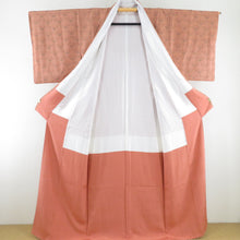 Load image into Gallery viewer, Komon bamboo bamboo bamboo bamboo pattern lined wide collar brown brown brown -oriented silk made up casual kimono 160cm