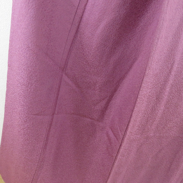 色無地 袷 広衿 紫色 正絹 一つ紋 蔦紋 仕立て上がり着物【中古