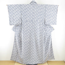 Load image into Gallery viewer, Komon branch flower sentence Lined -collar gray -colored silk -tailed casual kimono 152cm