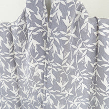 Load image into Gallery viewer, Komon branch flower sentence Lined -collar gray -colored silk -tailed casual kimono 152cm