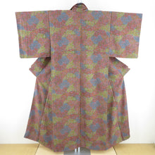 Load image into Gallery viewer, Flower pattern for crested lined collar lined collar red brown silk -tailored casual kimono 150cm
