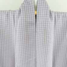 Load image into Gallery viewer, Komon lattice pattern gradation Lined -collar light purple writer Sladed writer Slades Pure silk -tailored Casual kimono 160cm