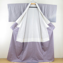 Load image into Gallery viewer, Komon lattice pattern gradation Lined -collar light purple writer Sladed writer Slades Pure silk -tailored Casual kimono 160cm