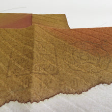 画像をギャラリービューアに読み込む, 道行 津室道雄 正絹 リバーシブル 斜めぼかし 黄土色 黒色 作家物 和装コート 袷仕立て 着物用 身丈90cm