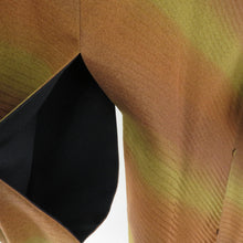 画像をギャラリービューアに読み込む, 道行 津室道雄 正絹 リバーシブル 斜めぼかし 黄土色 黒色 作家物 和装コート 袷仕立て 着物用 身丈90cm