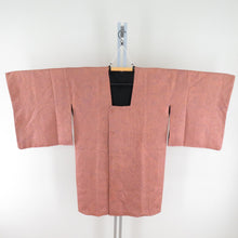 画像をギャラリービューアに読み込む, 道行 墨流し 正絹 リバーシブル 薄橙色 黒色 和装コート 袷仕立て 着物用 身丈94cm