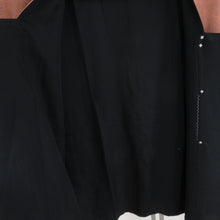 画像をギャラリービューアに読み込む, 道行 墨流し 正絹 リバーシブル 薄橙色 黒色 和装コート 袷仕立て 着物用 身丈94cm