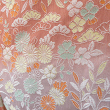 画像をギャラリービューアに読み込む, 着物コート 西陣御召 道中着 グラデーションに秋草文様 正絹 織り文様 和装コート 身丈99cm