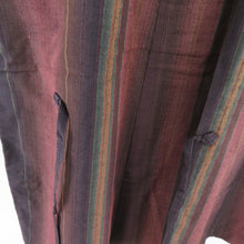 画像をギャラリービューアに読み込む, 着物コート 道中着 紬 縞文様 正絹 紫色 和装コート カジュアル