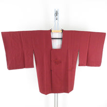 画像をギャラリービューアに読み込む, 道行 正絹 汕頭刺繍 椿文様 赤色 和装コート 着物用 ちりよけ 仕立て上がり 身丈83cm