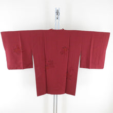 画像をギャラリービューアに読み込む, 道行 正絹 汕頭刺繍 椿文様 赤色 和装コート 着物用 ちりよけ 仕立て上がり 身丈83cm
