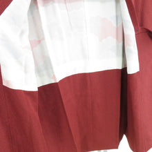 画像をギャラリービューアに読み込む, 道行 正絹 汕頭刺繍 椿文様 赤色 和装コート 着物用 ちりよけ 仕立て上がり 身丈83cm