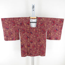 画像をギャラリービューアに読み込む, 道行 正絹 花唐草 紫色 和装コート 着物用 ちりよけ カジュアル 身丈86cm