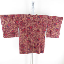 画像をギャラリービューアに読み込む, 道行 正絹 花唐草 紫色 和装コート 着物用 ちりよけ カジュアル 身丈86cm
