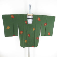 画像をギャラリービューアに読み込む, 道行 正絹 膨れ織 絞り 花柄 緑色 和装コート 着物用 ちりよけ カジュアル 身丈86cm