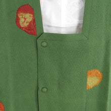 画像をギャラリービューアに読み込む, 道行 正絹 膨れ織 絞り 花柄 緑色 和装コート 着物用 ちりよけ カジュアル 身丈86cm