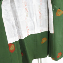 画像をギャラリービューアに読み込む, 道行 正絹 膨れ織 絞り 花柄 緑色 和装コート 着物用 ちりよけ カジュアル 身丈86cm