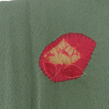 画像をギャラリービューアに読み込む, 道行 正絹 膨れ織 絞り 花柄 緑色 和装コート 着物用 ちりよけ カジュアル 身丈86cm