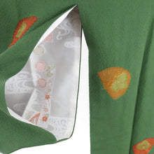 画像をギャラリービューアに読み込む, 道行 正絹 膨れ織 絞り 花柄 緑色 和装コート 着物用 ちりよけ カジュアル 身丈86cm