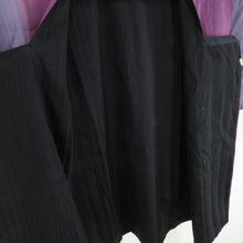 画像をギャラリービューアに読み込む, 道行 正絹 リバーシブル グラデーション 紫色 黒色 和装コート 袷仕立て 着物用 身丈88cm