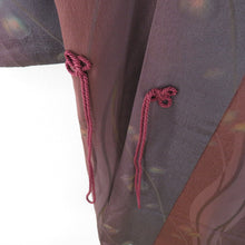 画像をギャラリービューアに読み込む, 着物コート 道中着 ぼかし 枝花文様 紫色 茶色 正絹 和装コート カジュアル ちりよけ 身丈102cm