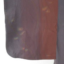 画像をギャラリービューアに読み込む, 着物コート 道中着 ぼかし 枝花文様 紫色 茶色 正絹 和装コート カジュアル ちりよけ 身丈102cm