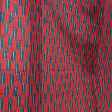 画像をギャラリービューアに読み込む, ウール着物 単衣 矢羽根文様 染め柄 赤色 青色 バチ衿 カジュアルきもの 普段着物 仕立て上がり 身丈154cm