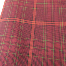画像をギャラリービューアに読み込む, 紬 着物 紬 アンサンブル 羽織付 格子文様 袷 広衿 赤色 正絹 カジュアル 仕立て上がり 身丈158cm