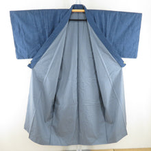 Load image into Gallery viewer, Male kimono Tsumugi ensemble lined blue pure silk men for men men's tailoring kimono men's casual height 137cm