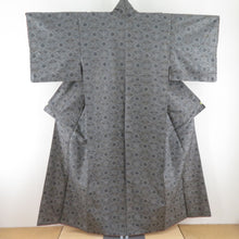 Load image into Gallery viewer, 紬 着物 紬 アンサンブル 羽織付 幾何学文様 袷 広衿 灰色 正絹 カジュアル 仕立て上がり 身丈154cm