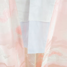 画像をギャラリービューアに読み込む, 襦袢 振袖用 ぼかし 菊波文様 桃色 ポリエステル 洗える 広衿 袖無双 長襦袢 仕立て上がり 女性着物用 身丈139cm