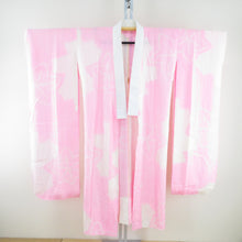画像をギャラリービューアに読み込む, 襦袢 振袖用 ぼかし 絞り 楓文様 桃色 正絹 バチ衿 袖無双 長襦袢 仕立て上がり 女性着物用 身丈137cm