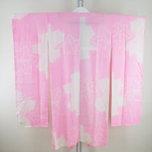 画像をギャラリービューアに読み込む, 襦袢 振袖用 ぼかし 絞り 楓文様 桃色 正絹 バチ衿 袖無双 長襦袢 仕立て上がり 女性着物用 身丈137cm