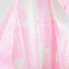 画像をギャラリービューアに読み込む, 襦袢 振袖用 ぼかし 絞り 楓文様 桃色 正絹 バチ衿 袖無双 長襦袢 仕立て上がり 女性着物用 身丈137cm