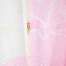 画像をギャラリービューアに読み込む, 襦袢 振袖用 ぼかし 絞り 楓文様 桃色 正絹 バチ衿 袖無双 長襦袢 仕立て上がり 女性着物用 身丈137cm