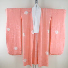 画像をギャラリービューアに読み込む, 襦袢 振袖用 絞り 梅文様 桃橙色 正絹 広衿 袖無双 長襦袢 仕立て上がり 女性着物用 身丈128cm