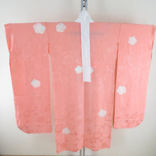 画像をギャラリービューアに読み込む, 襦袢 振袖用 絞り 梅文様 桃橙色 正絹 広衿 袖無双 長襦袢 仕立て上がり 女性着物用 身丈128cm