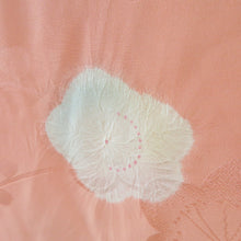 画像をギャラリービューアに読み込む, 襦袢 振袖用 絞り 梅文様 桃橙色 正絹 広衿 袖無双 長襦袢 仕立て上がり 女性着物用 身丈128cm