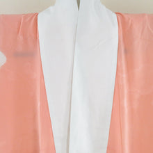 画像をギャラリービューアに読み込む, 襦袢 振袖用 絞り 梅文様 桃橙色 正絹 広衿 袖無双 長襦袢 仕立て上がり 女性着物用 身丈128cm