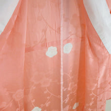 画像をギャラリービューアに読み込む, 襦袢 振袖用 絞り 梅文様 桃橙色 正絹 広衿 袖無双 長襦袢 仕立て上がり 女性着物用 身丈128cm