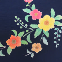 Load image into Gallery viewer, Nagoya Obi Shiose Silk Flowers Pattern Blue X multi -color casual length 364cm