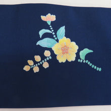 Load image into Gallery viewer, Nagoya Obi Shiose Silk Flowers Pattern Blue X multi -color casual length 364cm