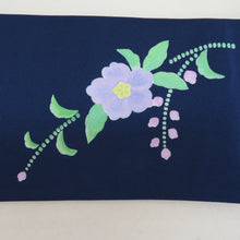 Load image into Gallery viewer, Nagoya Obi Shiose Silk Flowers Pattern Blue X multi -color casual length 364cm