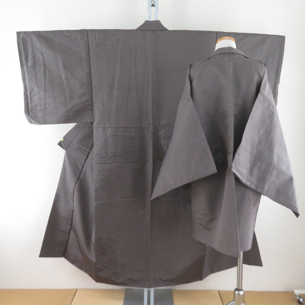 男着物 紬 アンサンブル 青宝お召紬 袷 茶色 正絹 男性用きもの メンズ