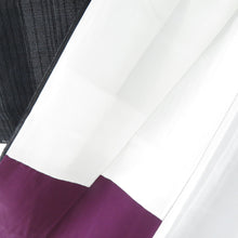 画像をギャラリービューアに読み込む, 紬 着物 縦柄模様 黒色x灰色 袷 広衿 正絹 カジュアル着物 仕立て上がり 身丈151cm