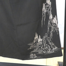 Load image into Gallery viewer, Antique Black Yudezo Sneak Pure Silk Both Completed Scenery Wide Retro Retro Roman Roman Kimonake Remake Kimono One Piece 150.5cm