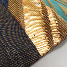 Load image into Gallery viewer, Silk Zig Zag crest for kimono zig Zag crested lightning pattern gold x blue x green gold thread six -handed pattern formal tailoring kimono length 470cm
